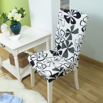 Fodera Per Sedia Floreale (Bianco-Nero)