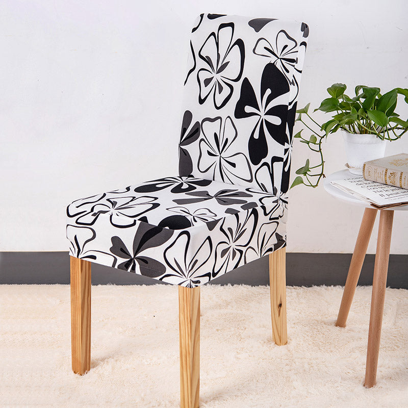 Fodera Per Sedia Floreale (Bianco-Nero)