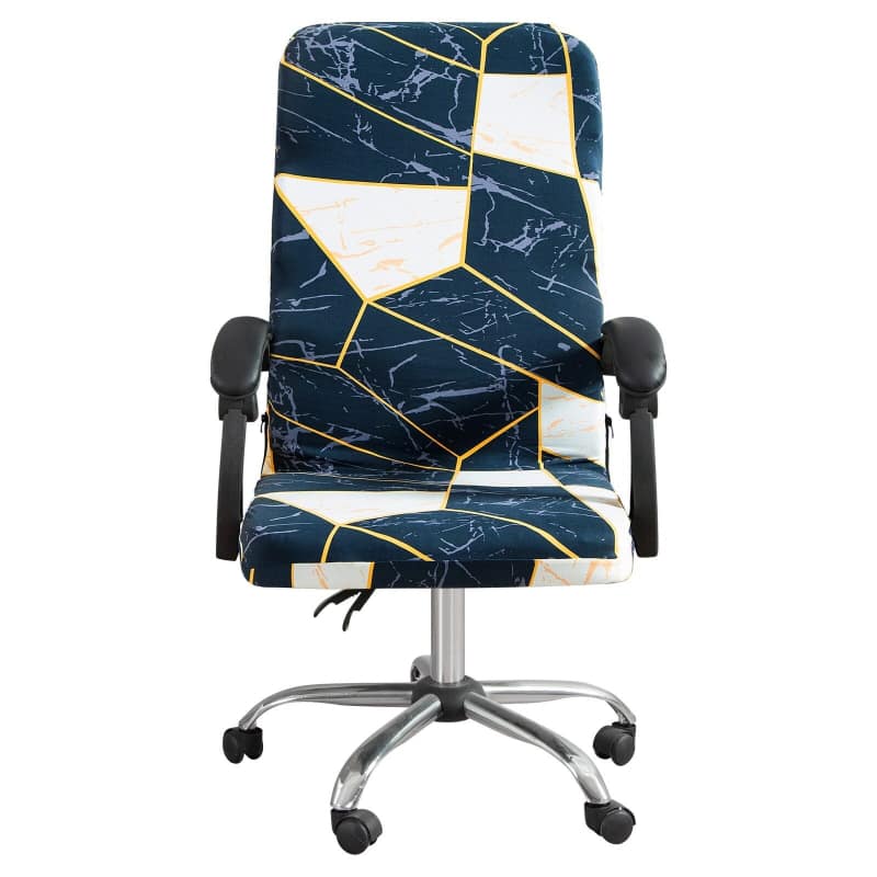 Fodera Per Sedia Da Ufficio Blu Navy Con Motivi Bianchi