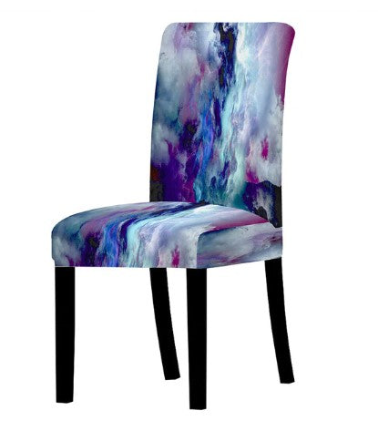 Fodera Per Sedia Marmorizzata Colorata Blu
