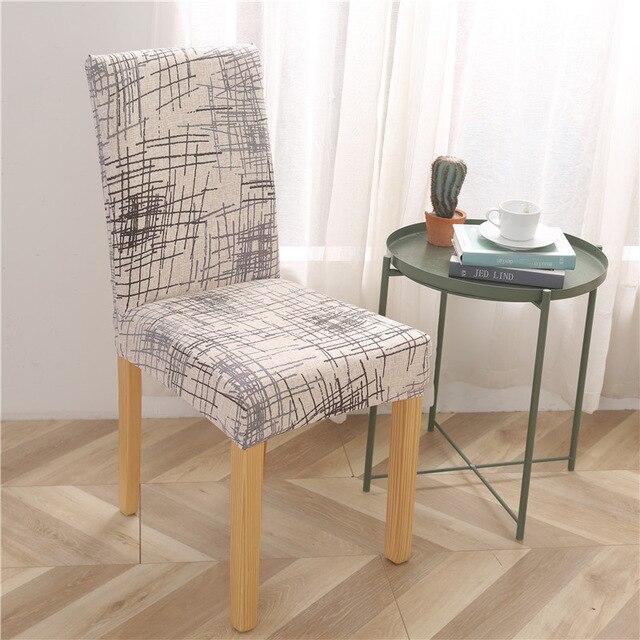 Fodera Per Sedia Beige Con Motivi Grigi