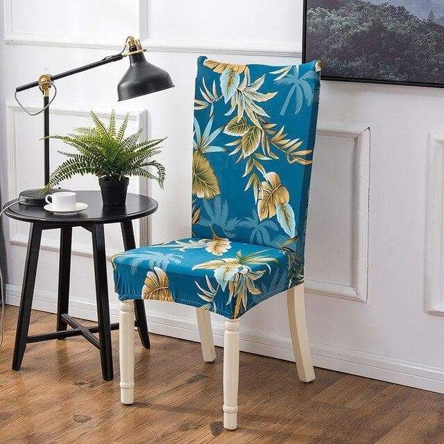 Fodera Per Sedia Foglia Blu
