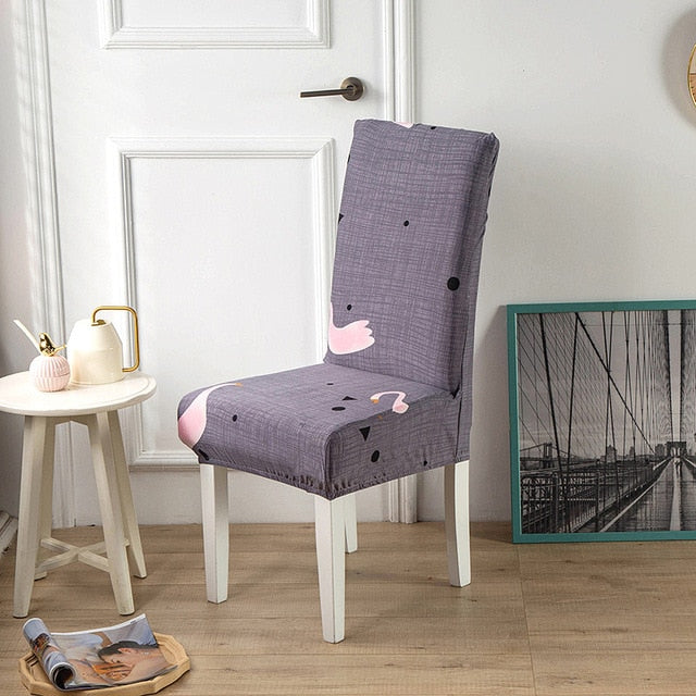 Fodera Per Sedia Grigia Con Motivi A Rose